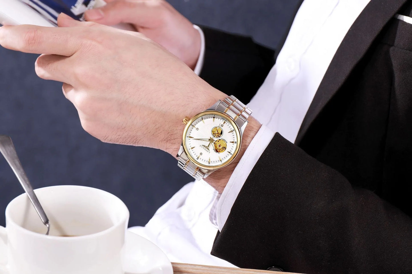 LONGLUX 8020GJ Automatisch Skeleton Herenhorloge