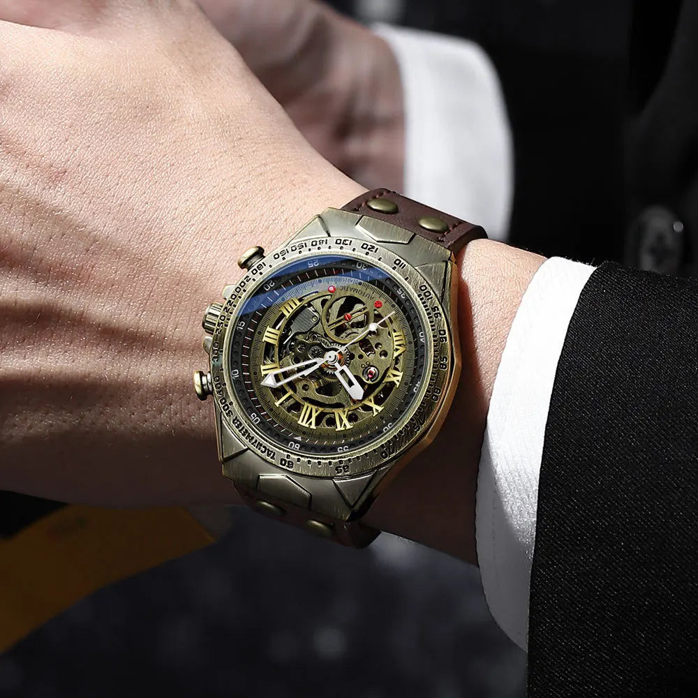 BINBOND A275 Retro Skeleton Herenhorloge