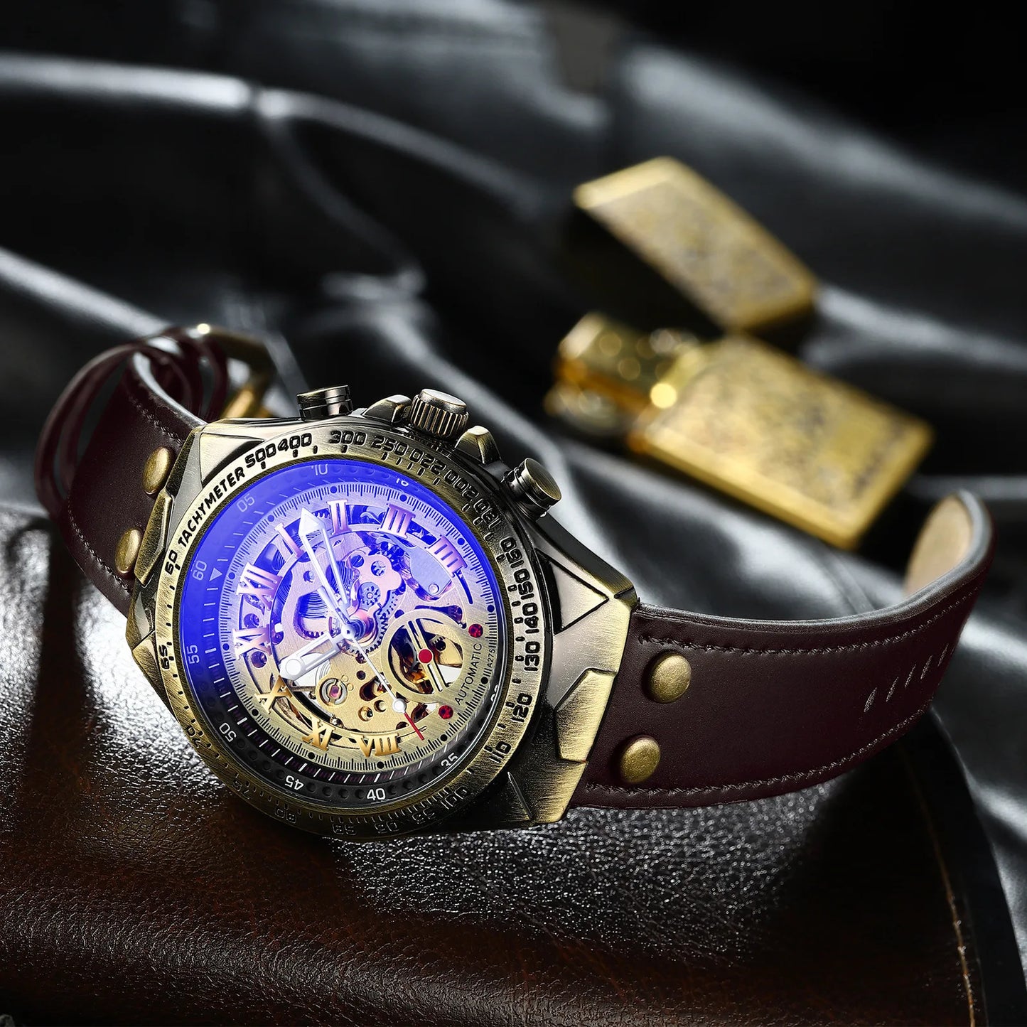 BINBOND A275 Retro Skeleton Herenhorloge