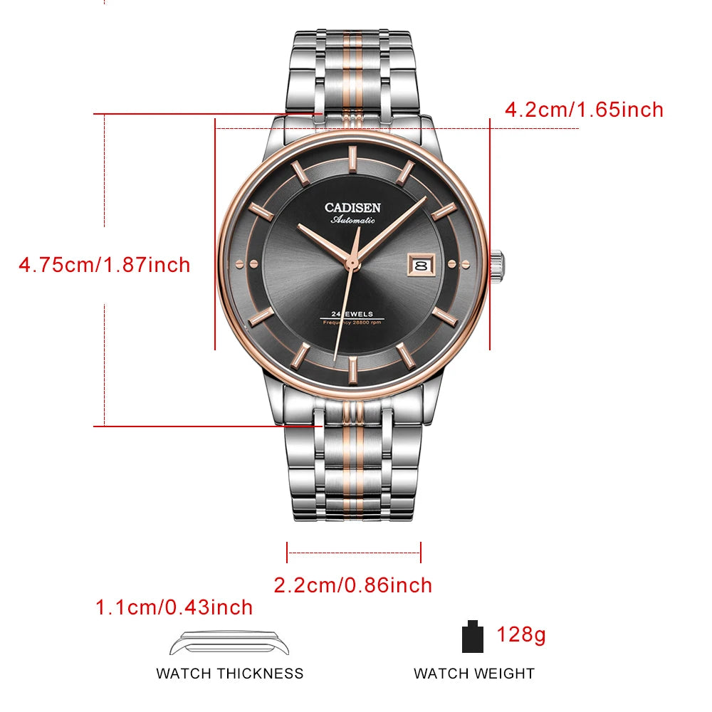 CADISEN C8175 Ultradun Zakelijk Automatisch Herenhorloge