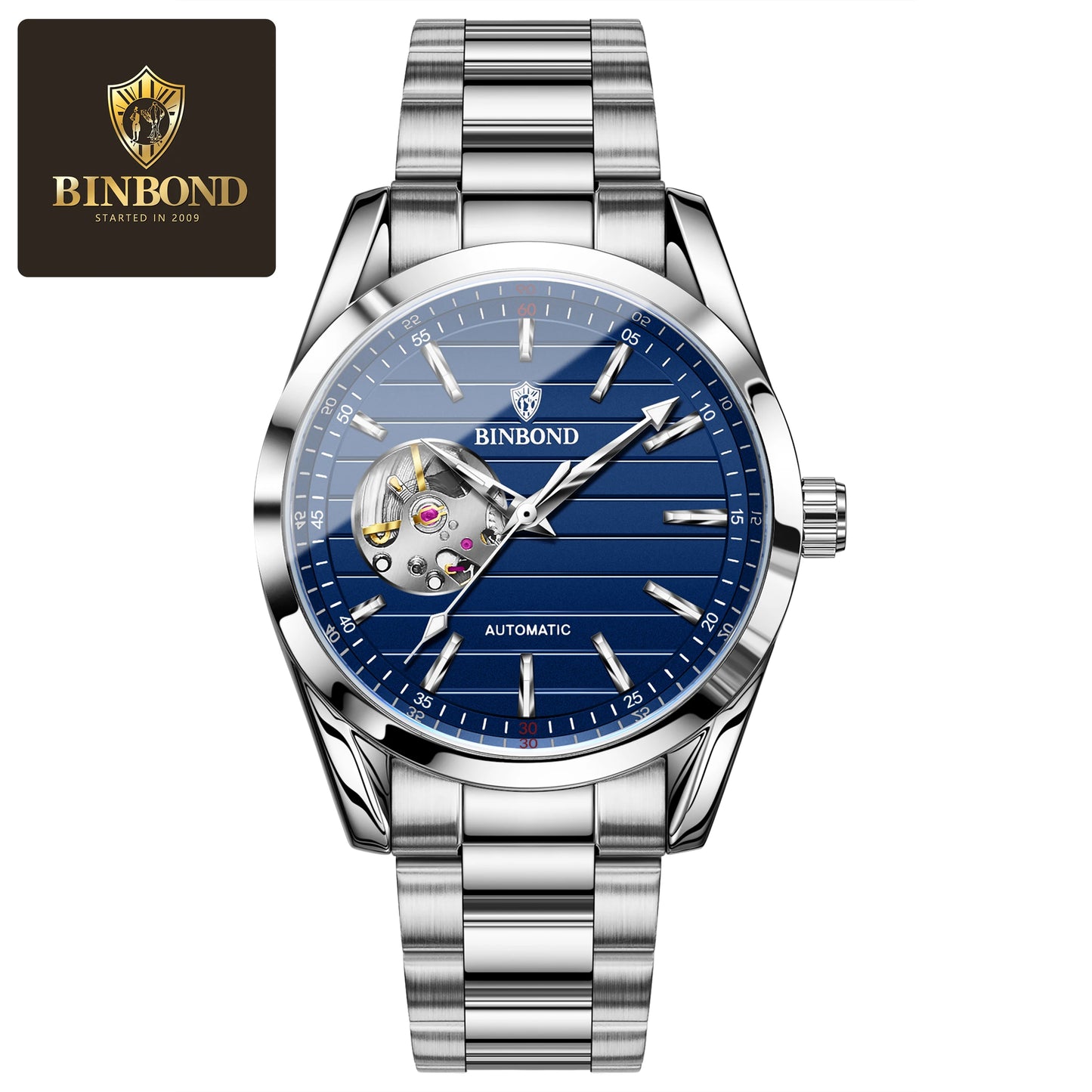 BINBOND J2307 Skeleton Automatisch Herenhorloge