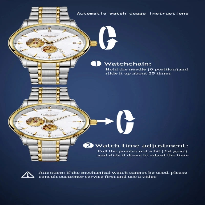 LONGLUX 8020GJ Automatisch Skeleton Herenhorloge